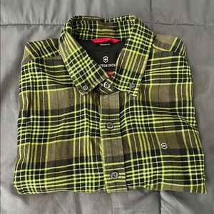 Victorinox Button Down Shirt Green/Black Size Small